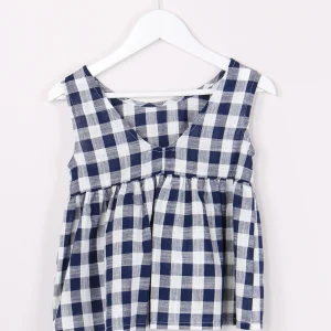 Top Vichy Fiocco Dietro Bianco/blu