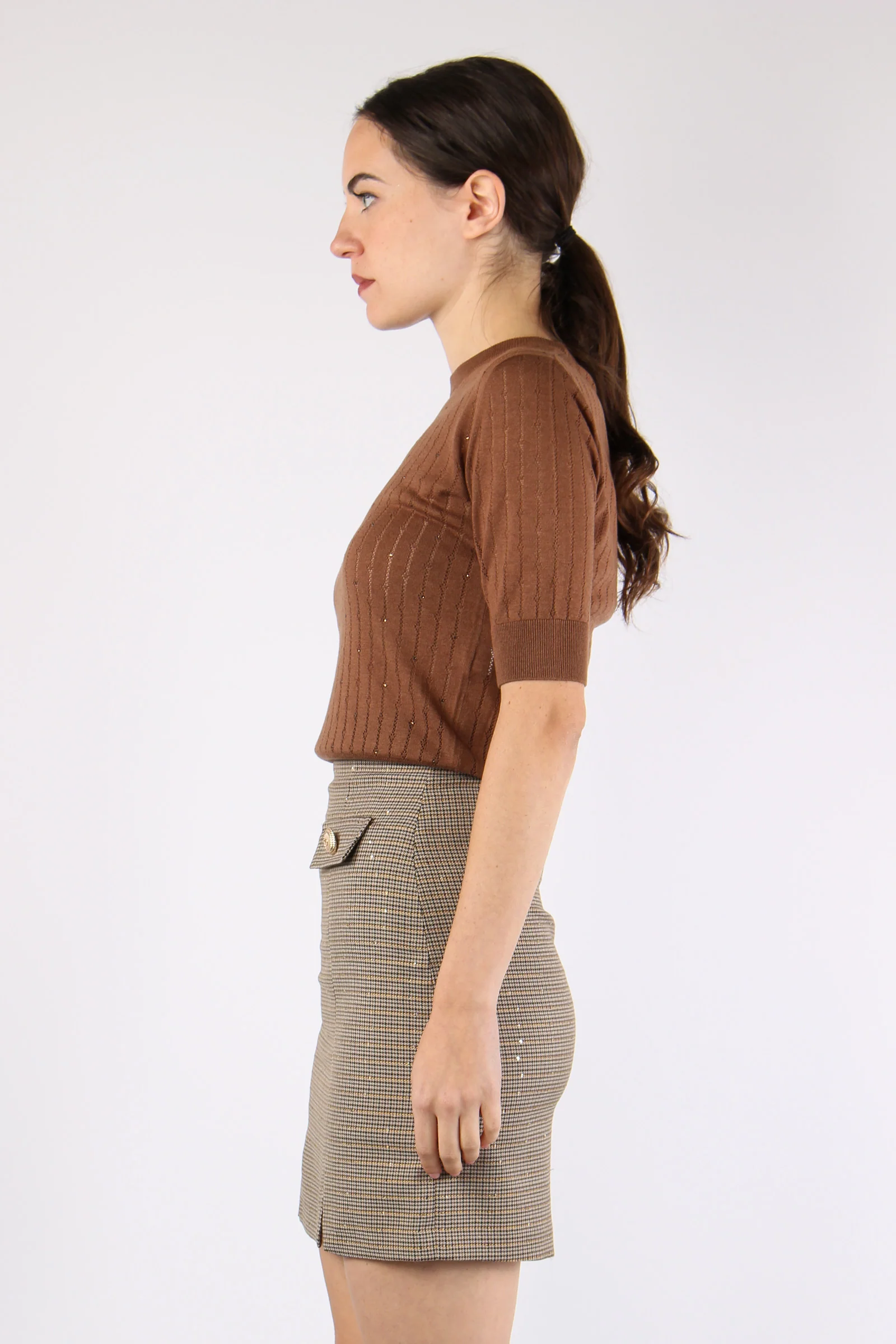 Fuji Gonna Pied De Poule Paill Biscuit - immagine 8