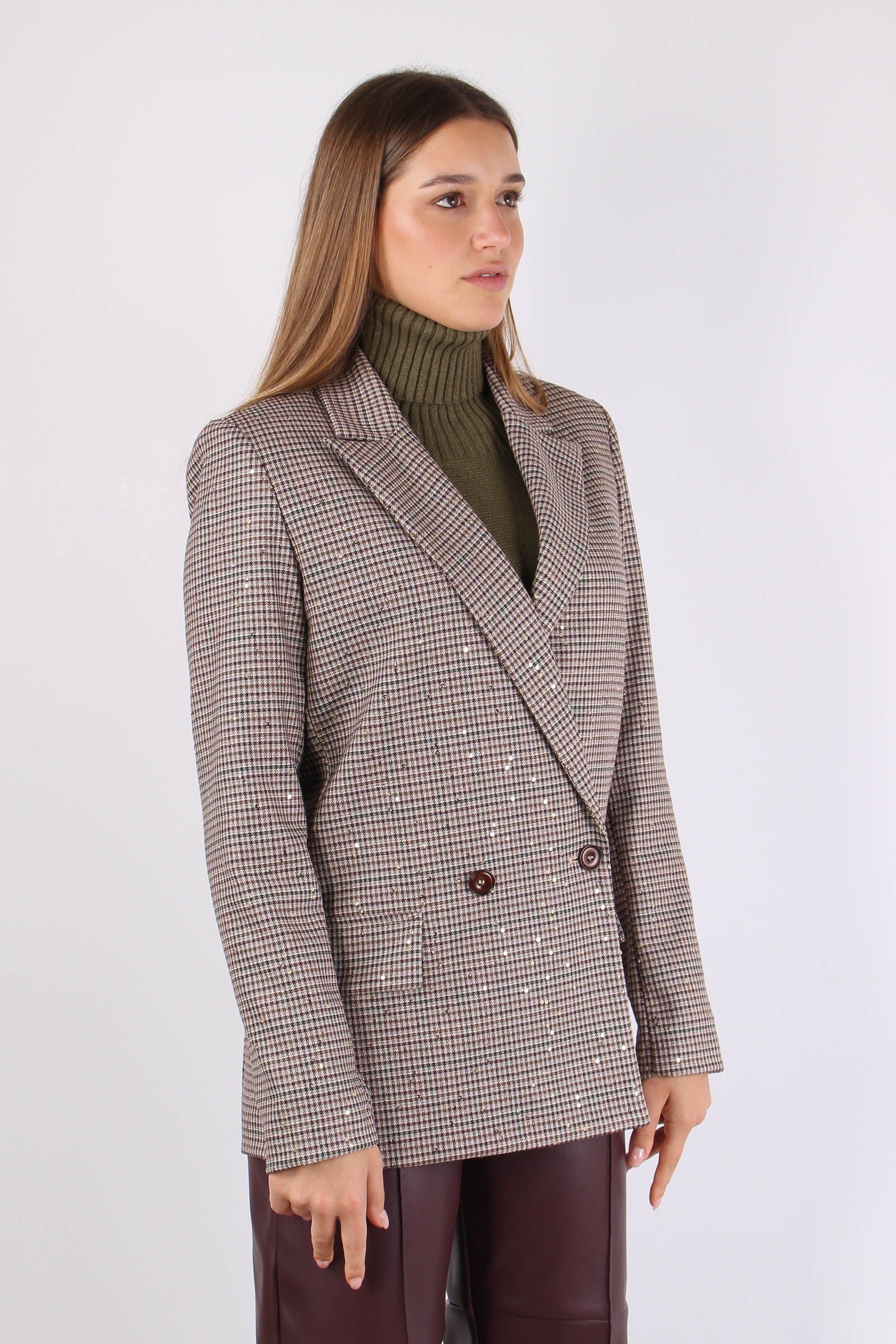 Giacca Pied De Poule Paillette Moro/bordeaux - immagine 4