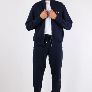 Felpa Collo In Piedi Zip Navy Blue