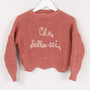 Pullover Coste Ricamo Rosa
