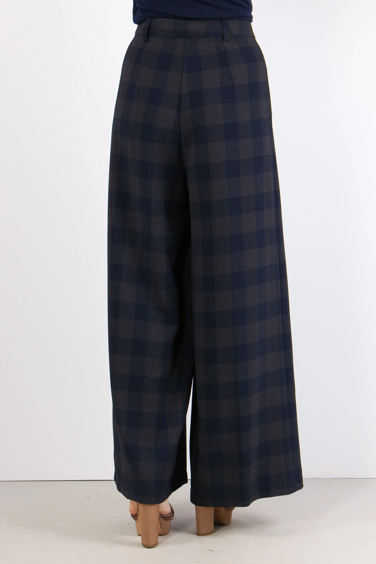 Pantalone Palazzo Quadri Blu/moro - immagine 5