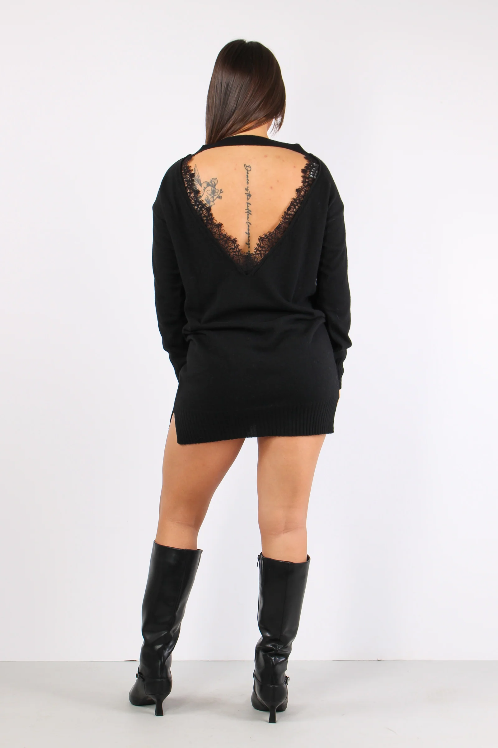 Maxi Maglia Retro Pizzo Nero - immagine 5