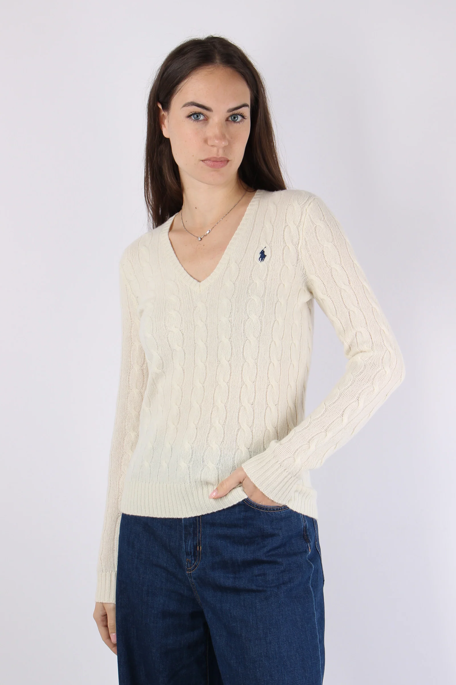 Maglia Scavo V Trecce Cream - immagine 4