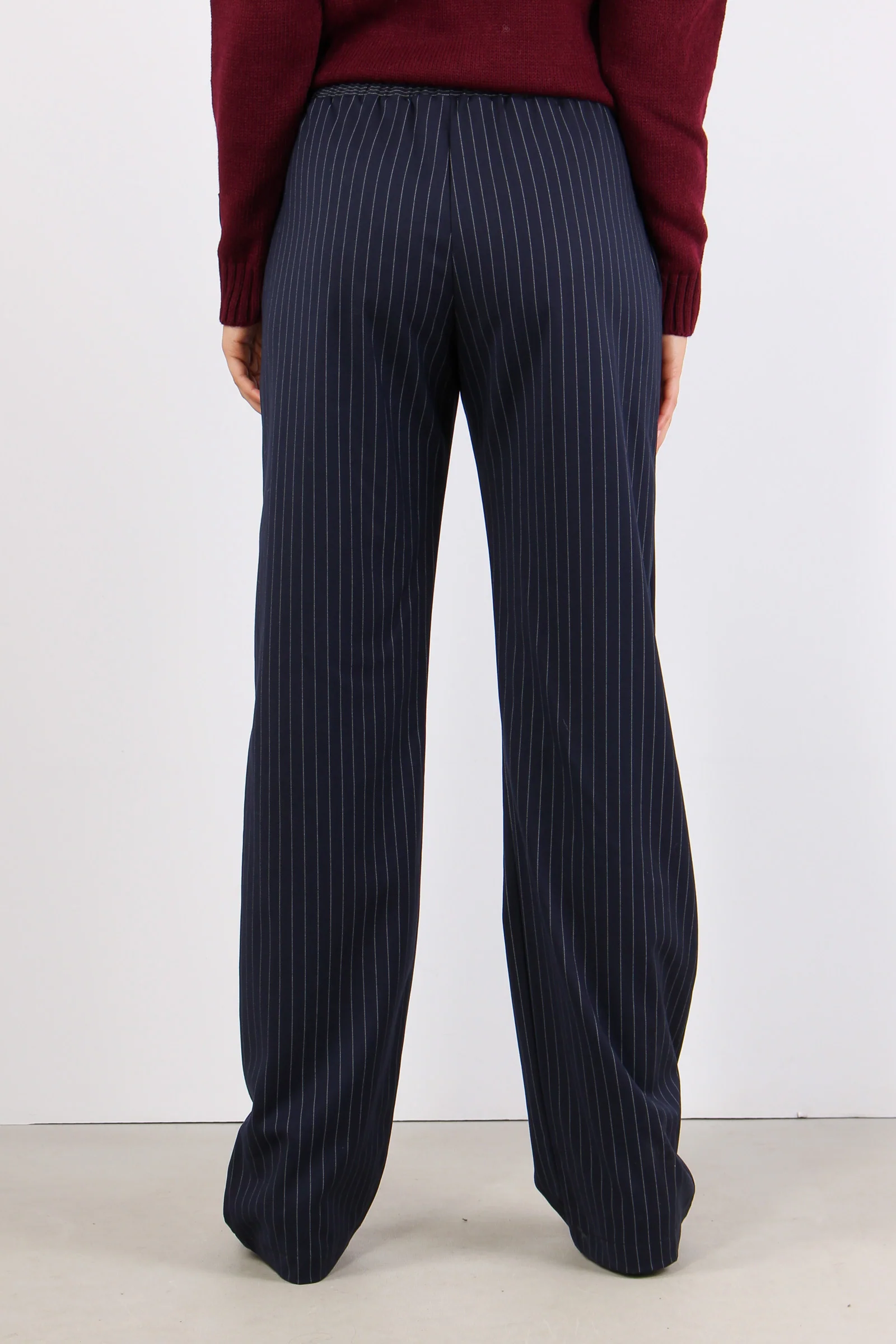 Pantalone Palazzo Gessato Blu Scuro - immagine 5