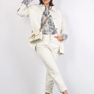 Camicia Cotone Stampa Fiori Beige/blu