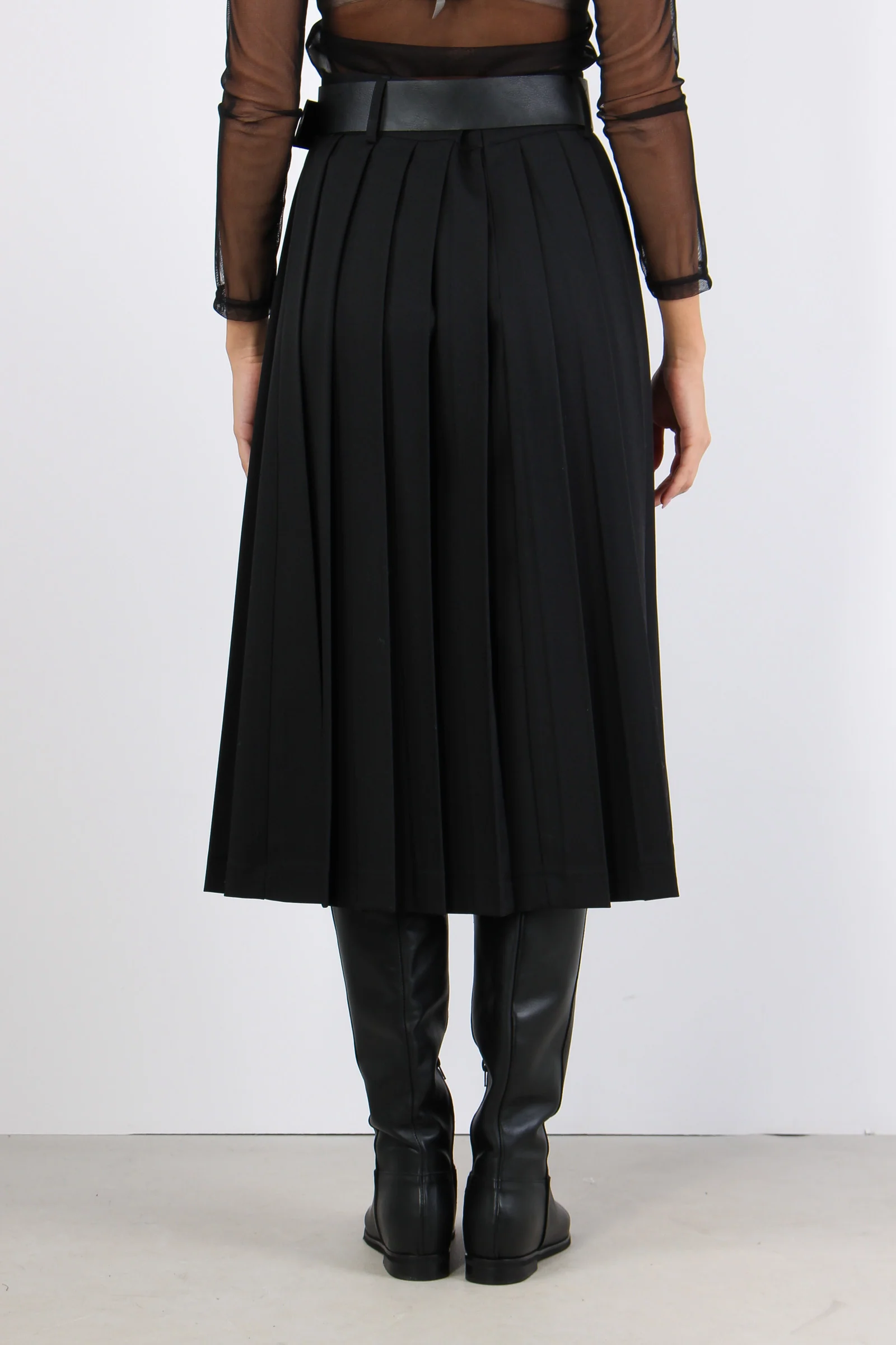 Gonna Midi Pieghe Nero - immagine 4