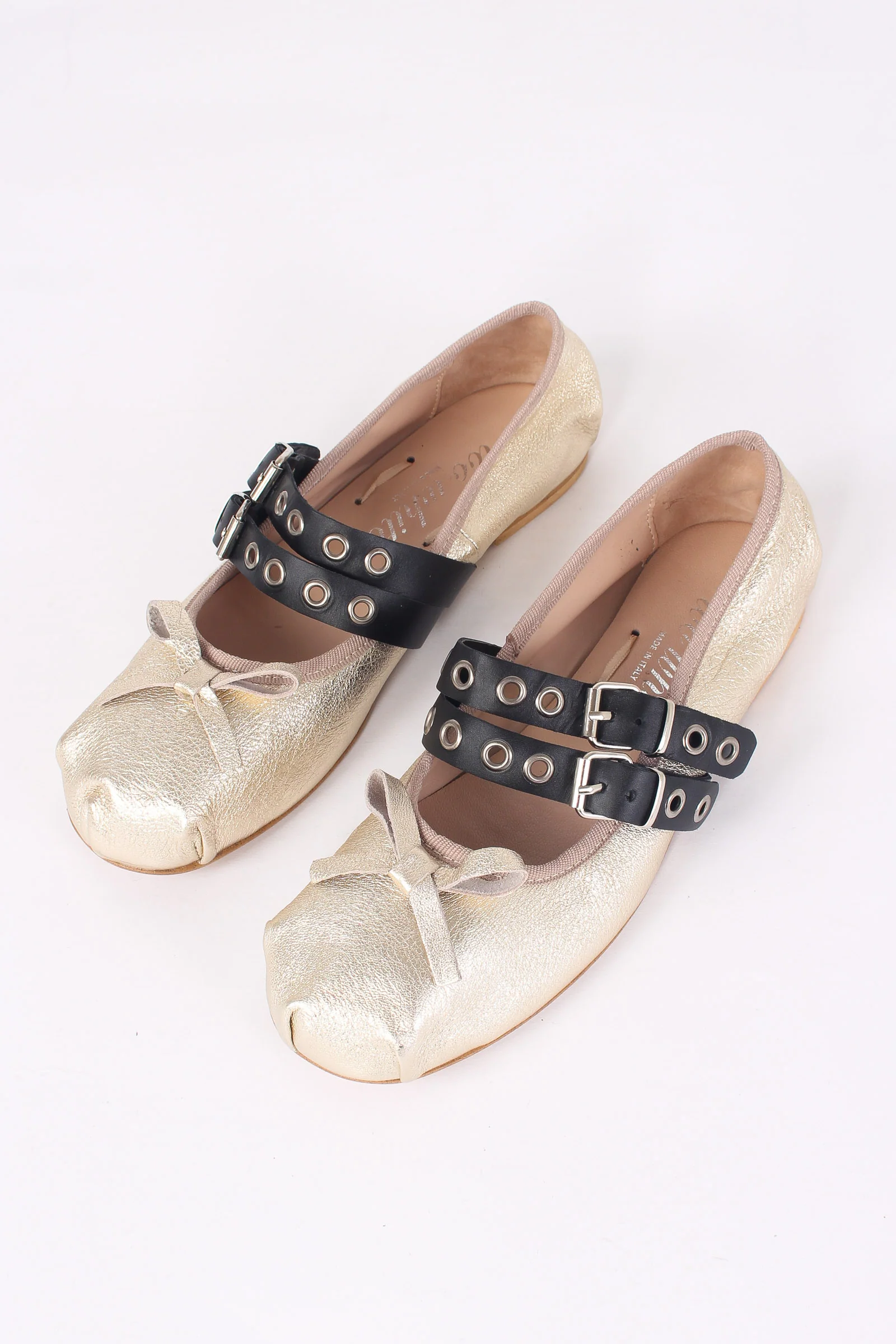 Ballerina Fibbia Borchie Vera Oro/nero - immagine 8