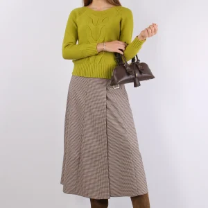 Maglia Viscosa Treccia Central Verde Acido