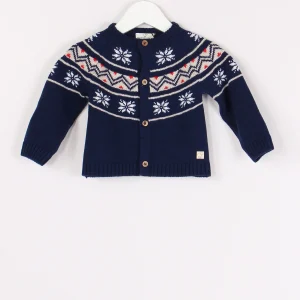 Cardigan Fantasia Norvegese Blu/latte/beige