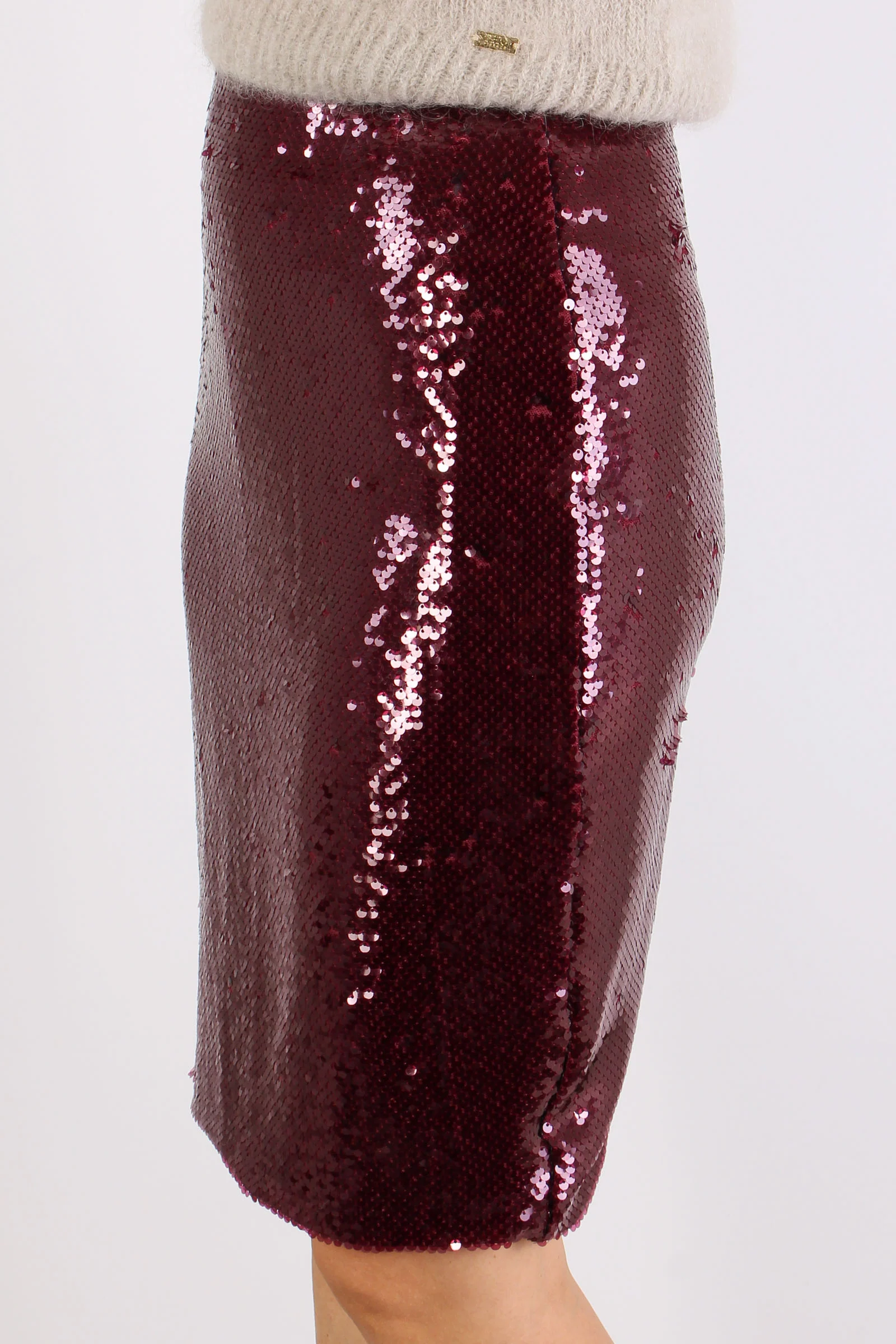 Ava Gonna Tubo Paillettes Bordeaux - immagine 8