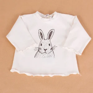 T-shirt Stampa Coniglio Naturale
