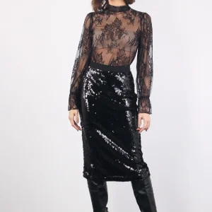 Gonna Tubo Paillettes Nero