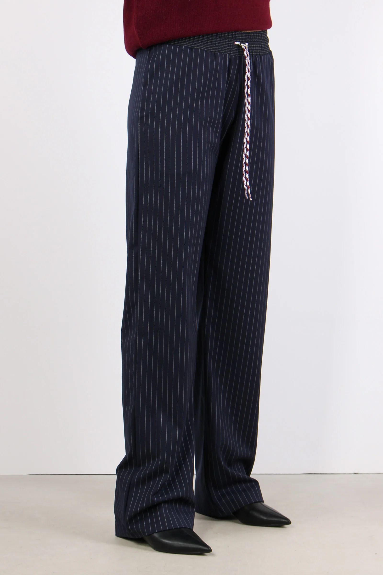 Pantalone Palazzo Gessato Blu Scuro - immagine 6