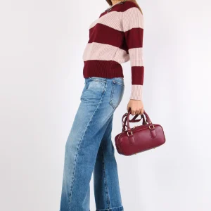 Maglia Riga Paillettes Rosa/bordeaux