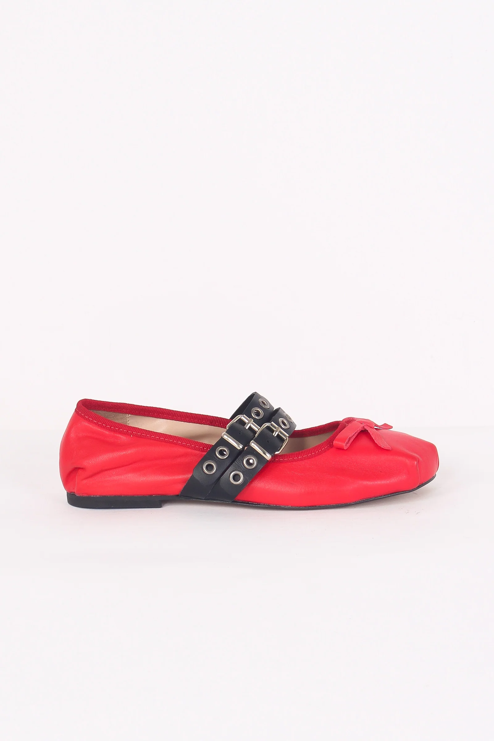 Ballerina Fibbia Borchie Vera Rosso/nero