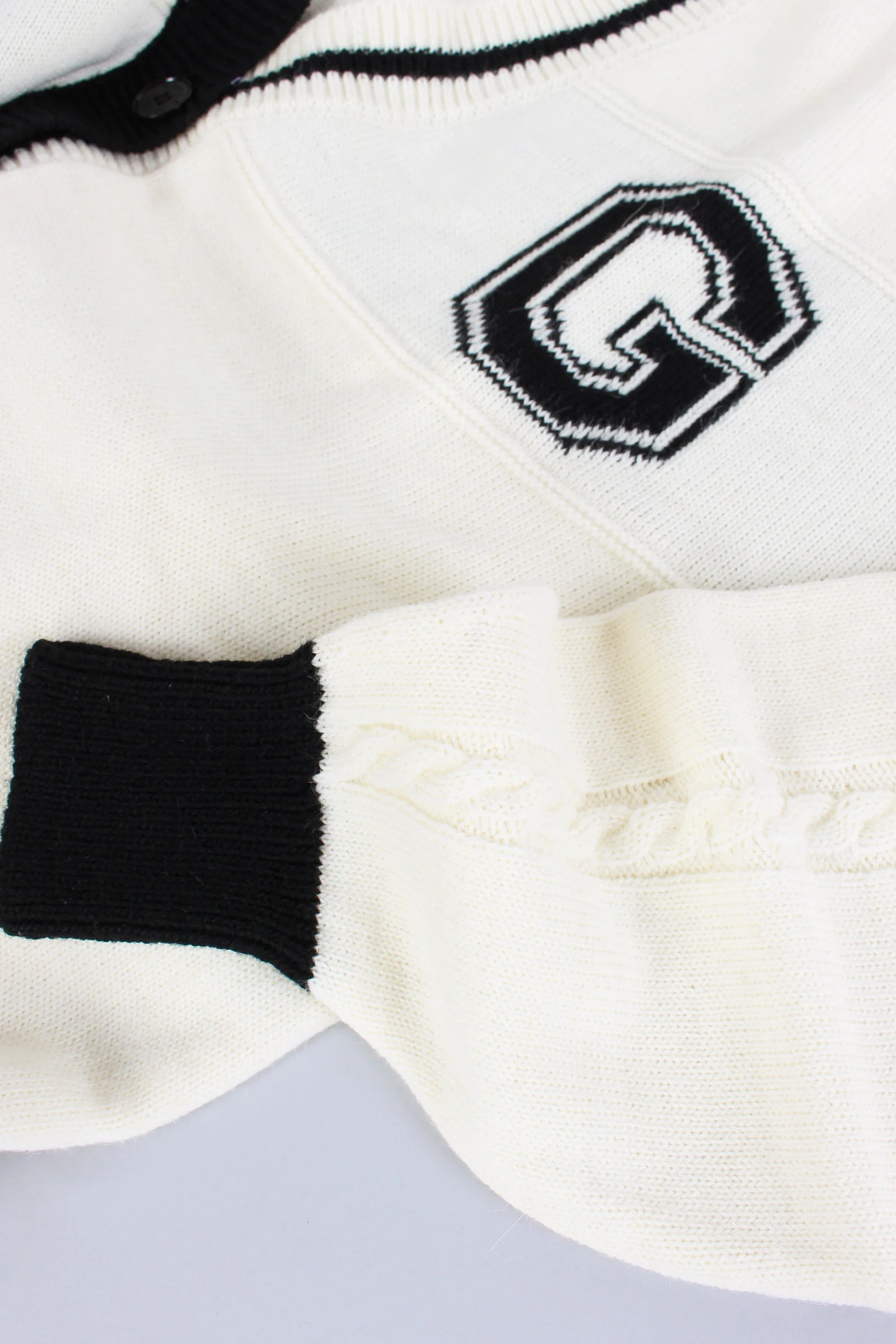 Cardigan College Bicolore Off White - immagine 3