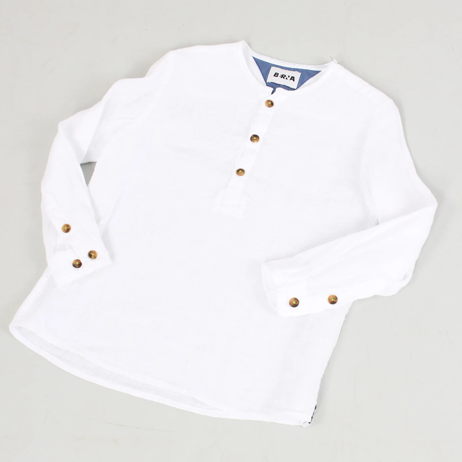 Camicia Coreana Lino Bianco - immagine 6