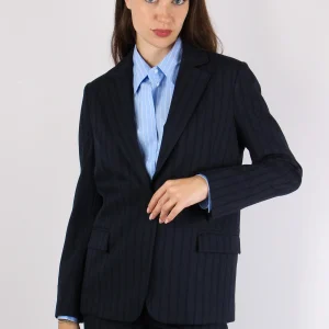 Giacca Gessata Blu/fango