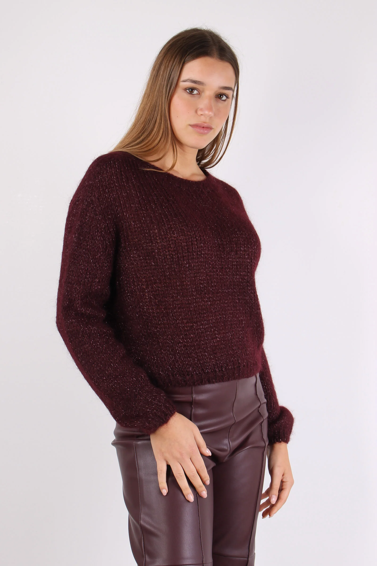 Maglia Scatoletta Filo Lurex Vino - immagine 8