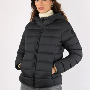 Piumino Corto Tessuto Opaco Nero