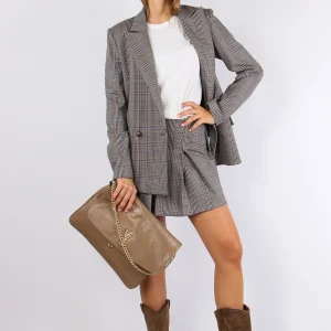 Gonna Corta Pieghe Scozzese Tortora/nocciola