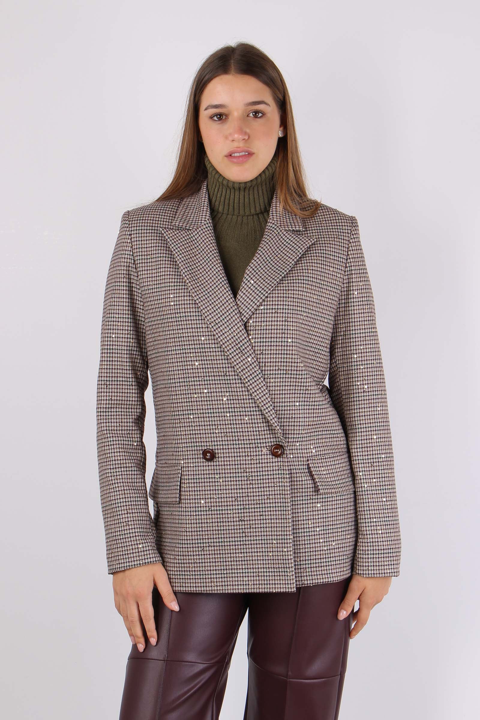 Giacca Pied De Poule Paillette Moro/bordeaux - immagine 3