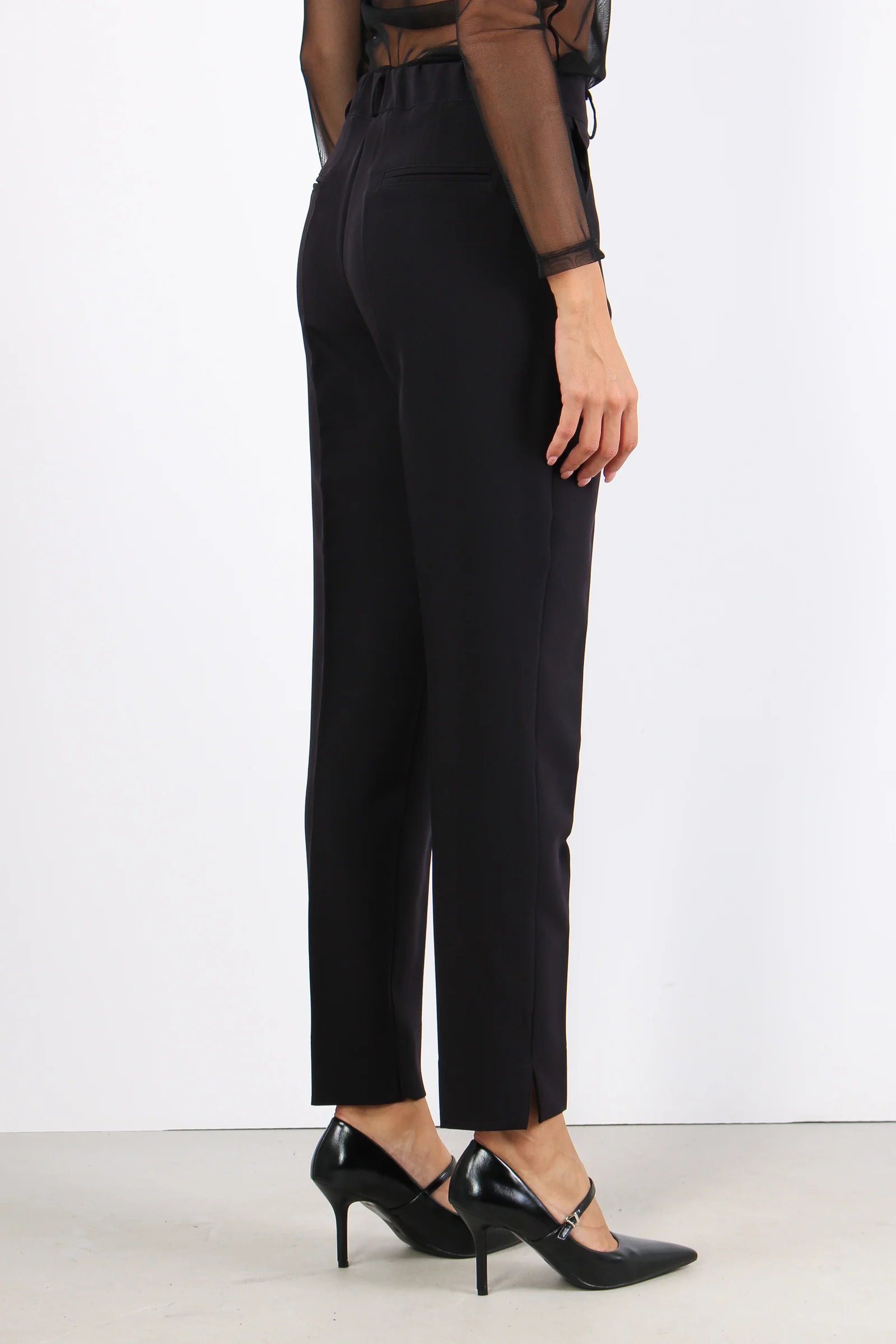 Pantalone Sigaretta Tessuto Fl Nero - immagine 7