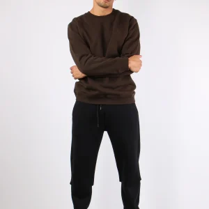 Felpa Girocollo Logo Ricamo Moro