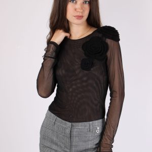 T-shirt Tulle Applicazione Ros Black/black