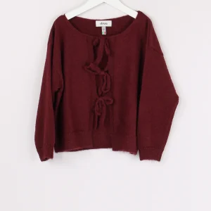 Cardigan Chiusura Fiocco Wine Berry