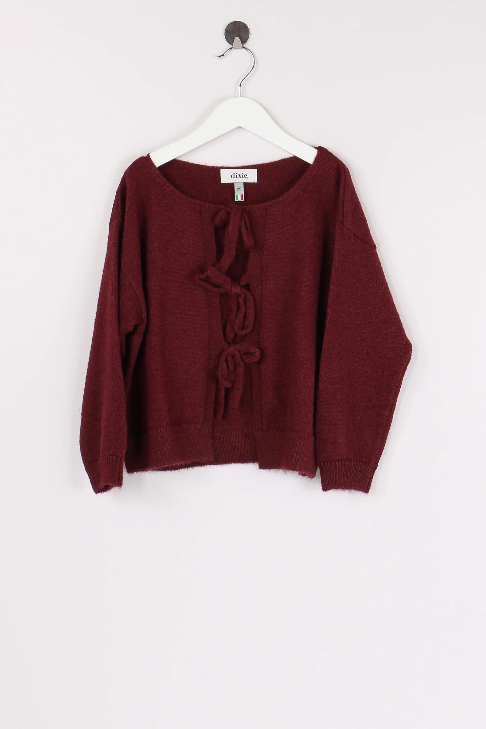 Cardigan Chiusura Fiocco Wine Berry