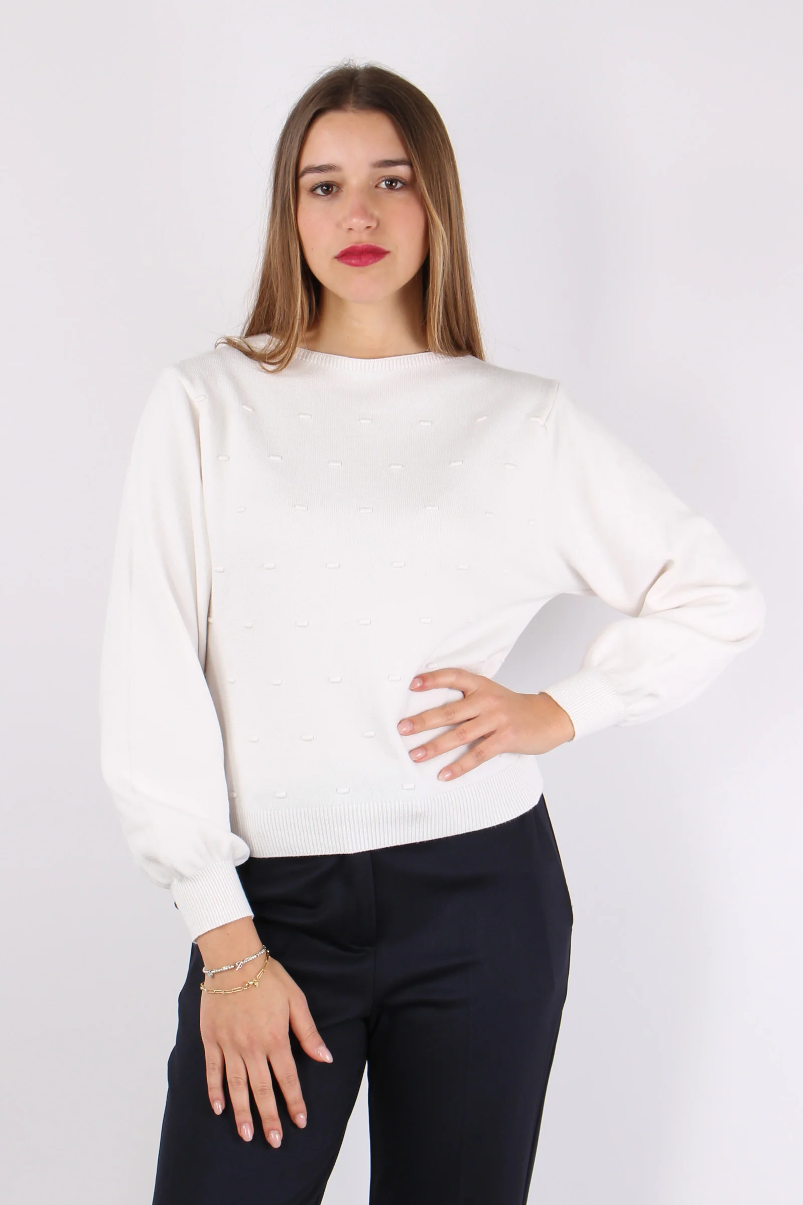 Maglia Scatoletta Punto Noccio Panna - immagine 2