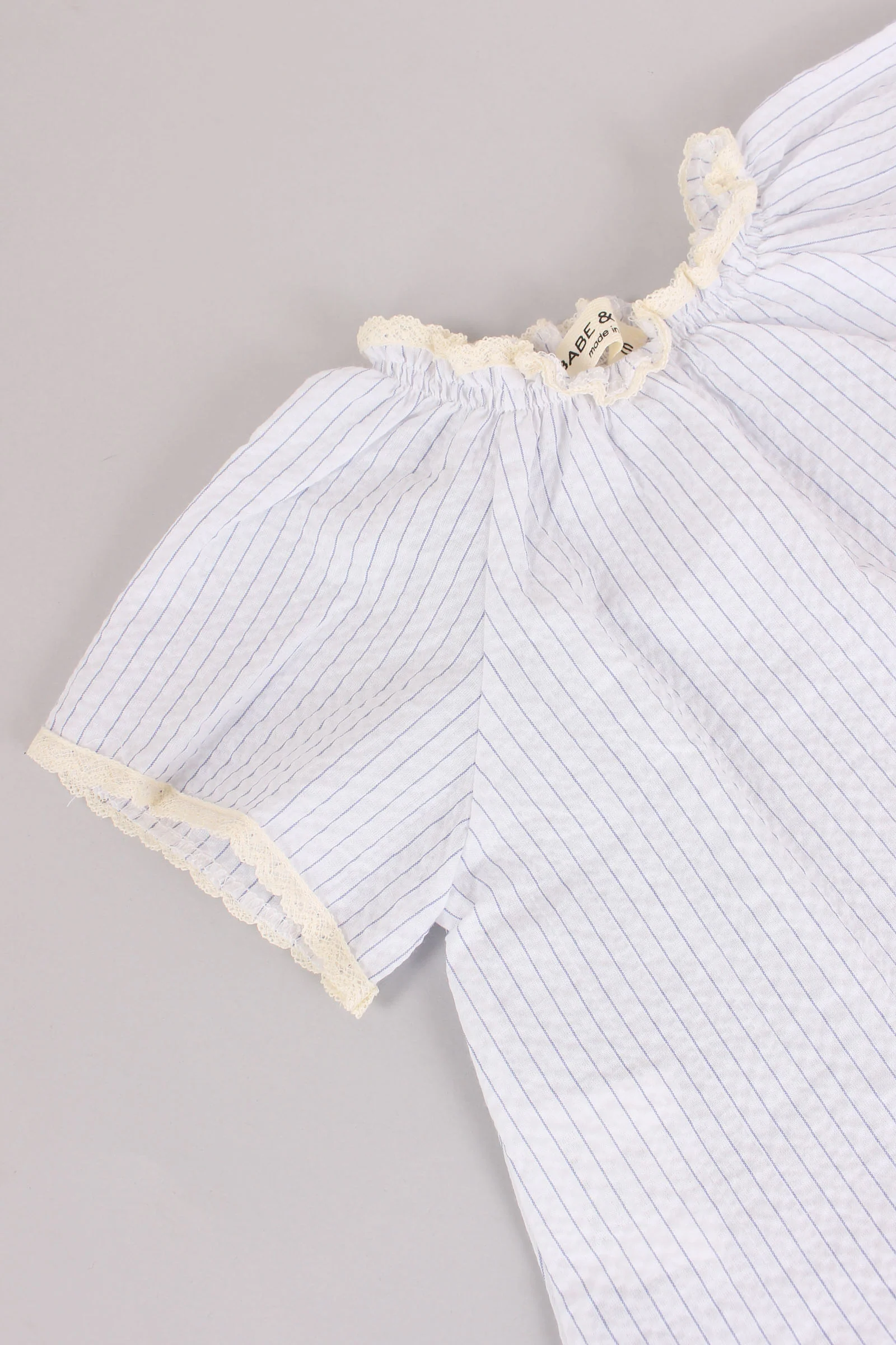 Blusa Inserto Pizzo Azzurro Riga - immagine 6