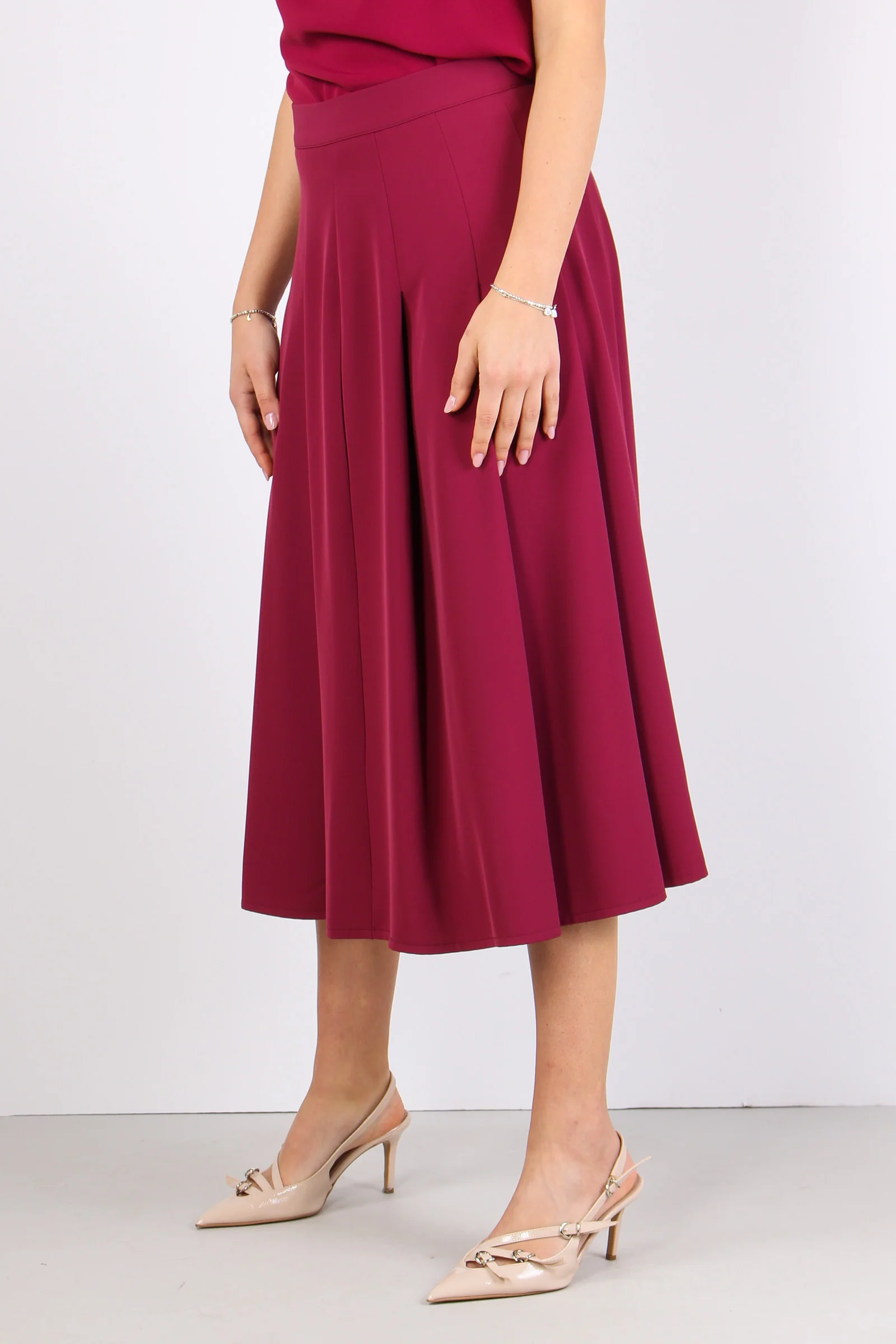 Gonna Pieghe Fluida Sangria - immagine 3