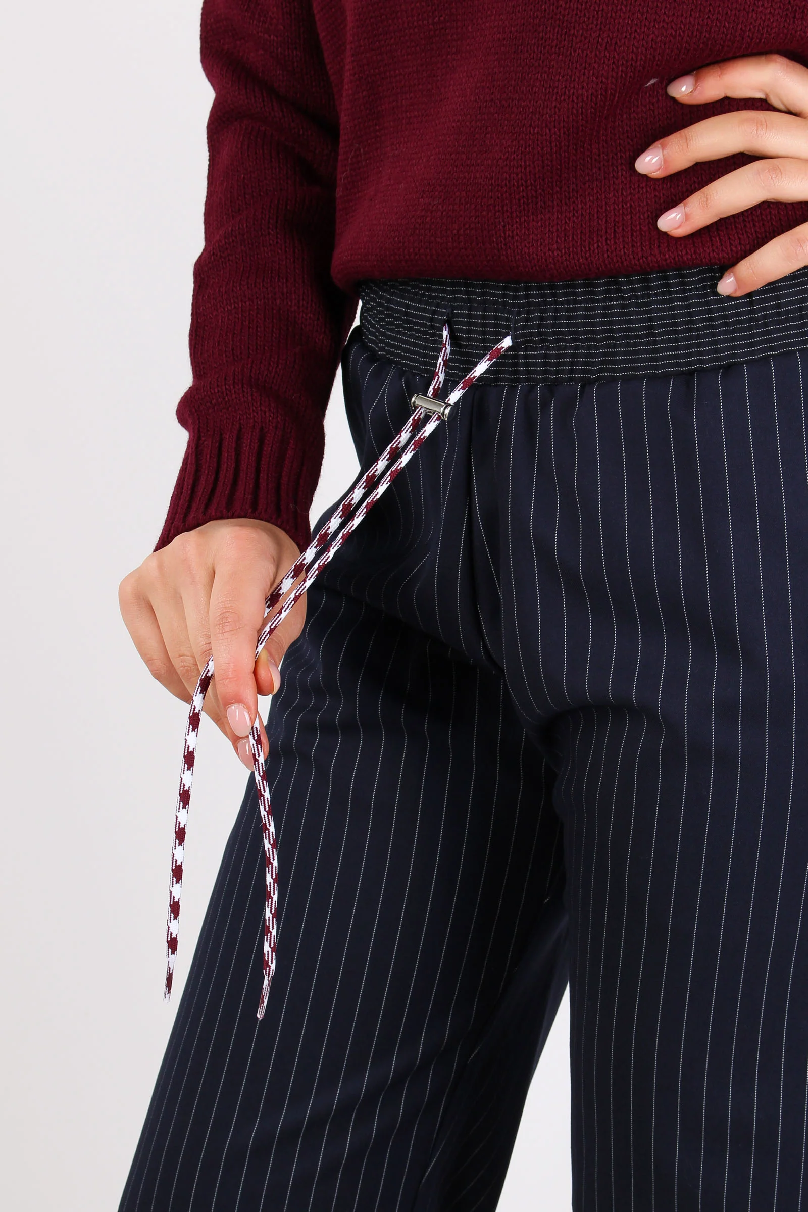 Pantalone Palazzo Gessato Blu Scuro - immagine 7