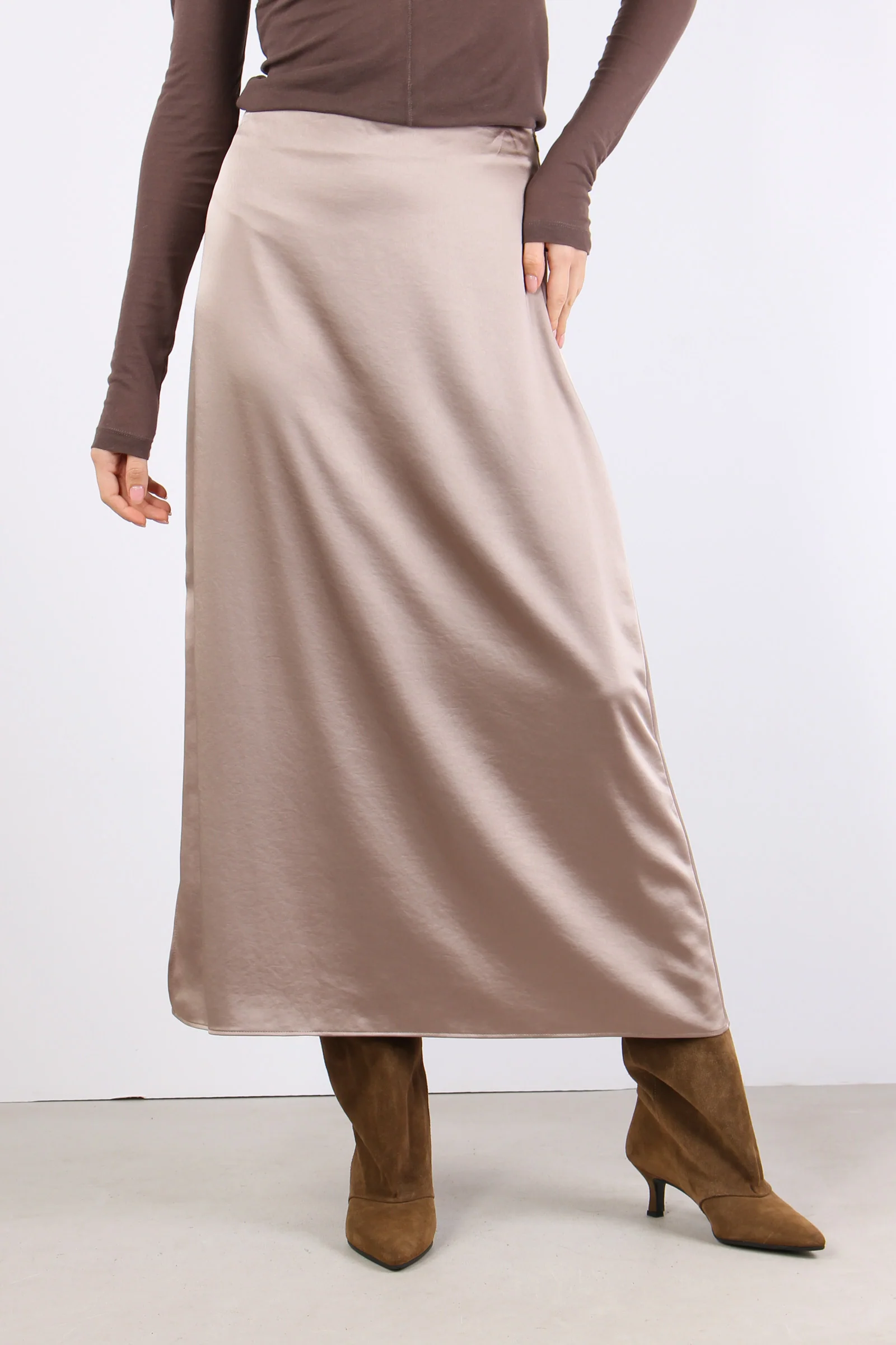 Angelo Gonna Raso Lunga Marron Glace - immagine 4