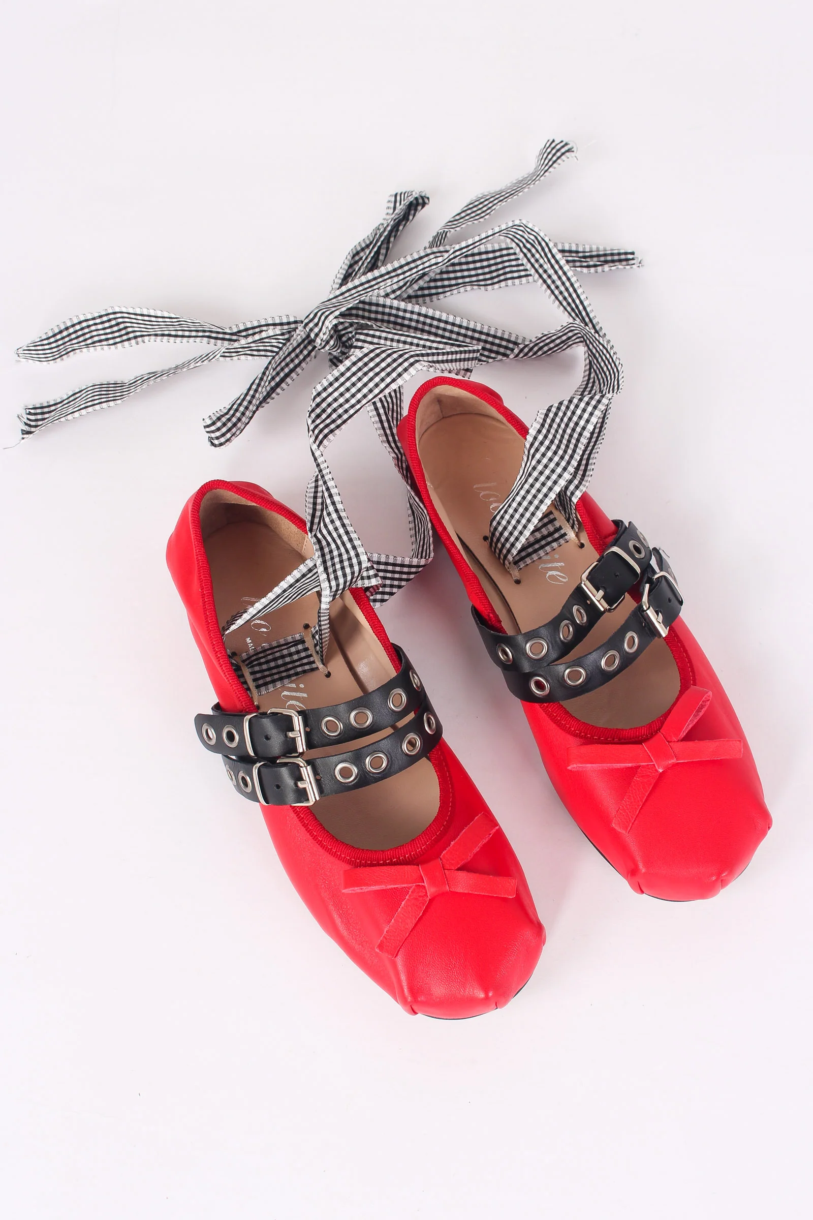 Ballerina Fibbia Borchie Vera Rosso/nero - immagine 3