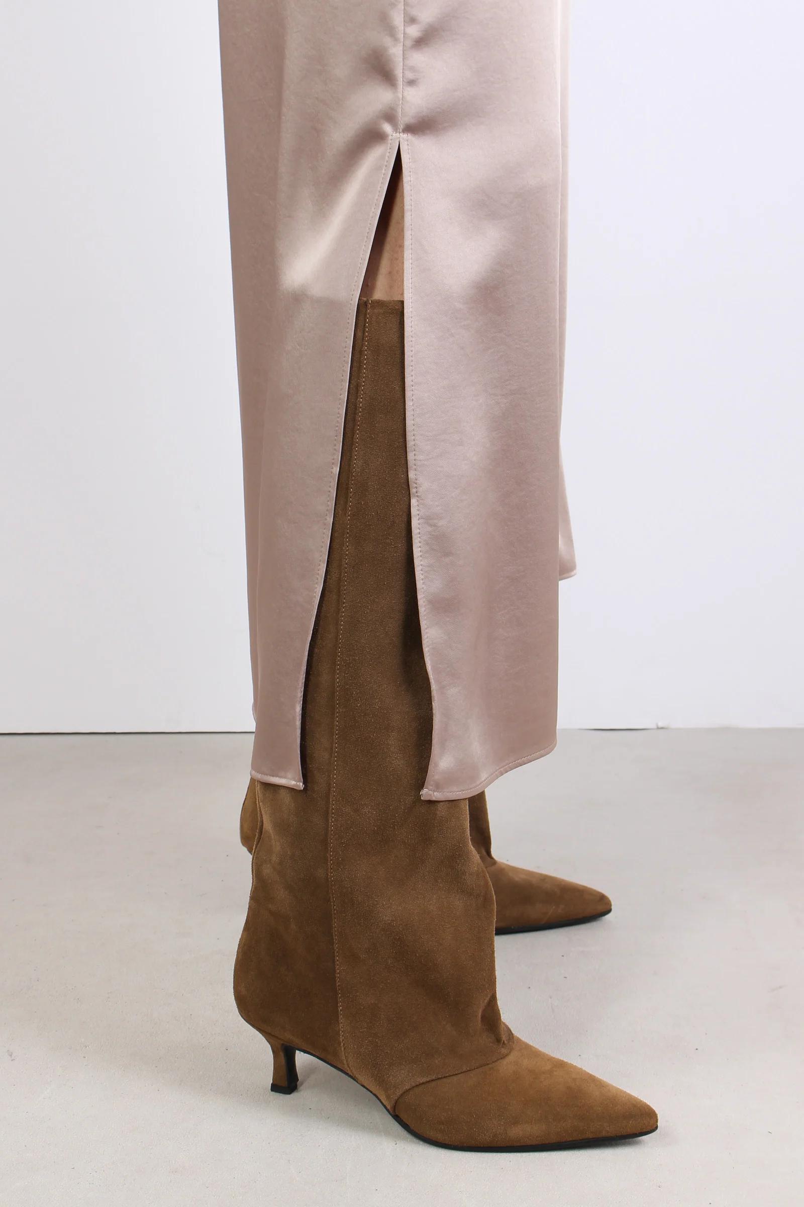 Angelo Gonna Raso Lunga Marron Glace - immagine 9