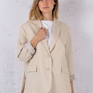 Giacca Over Misto Lino Sabbia