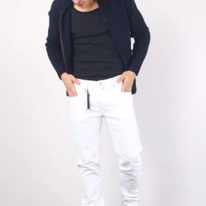 Jeans Cinque Tasche Logo Bianco Ottico