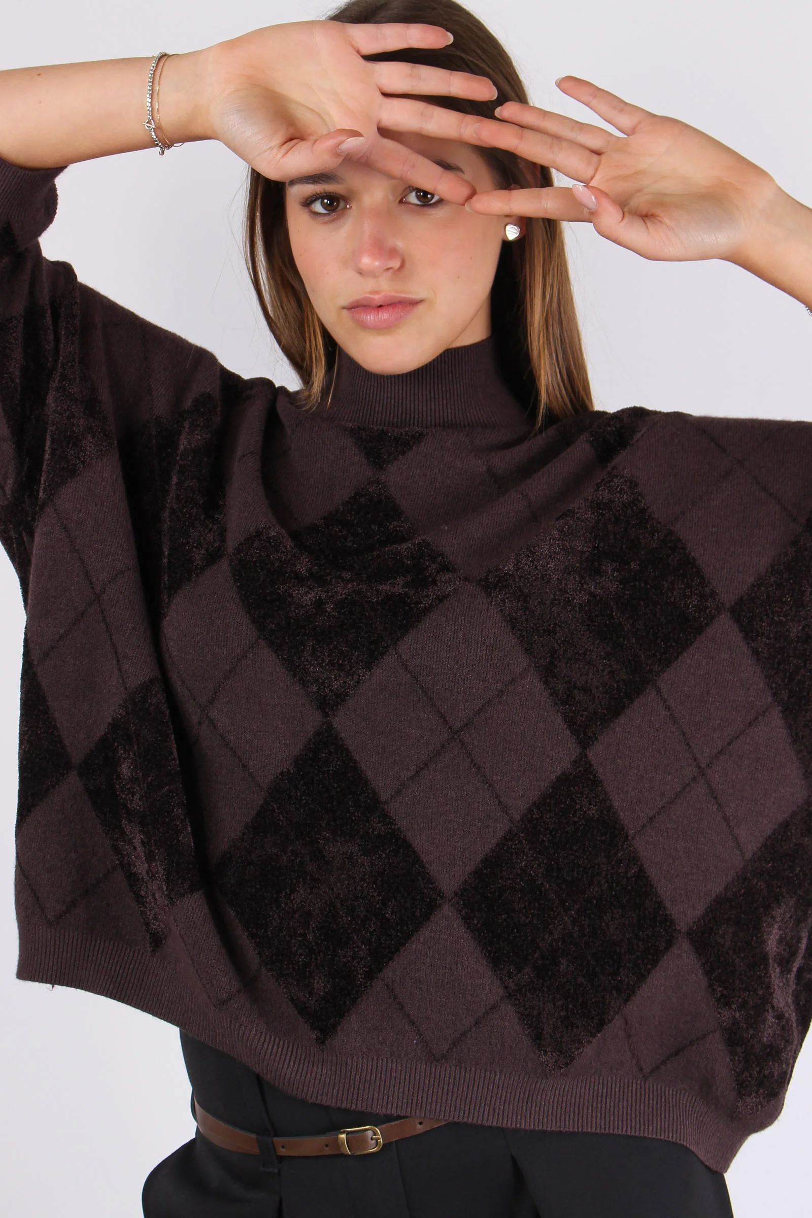 Collo Alto Rombi Ciniglia Inta Moro - immagine 4