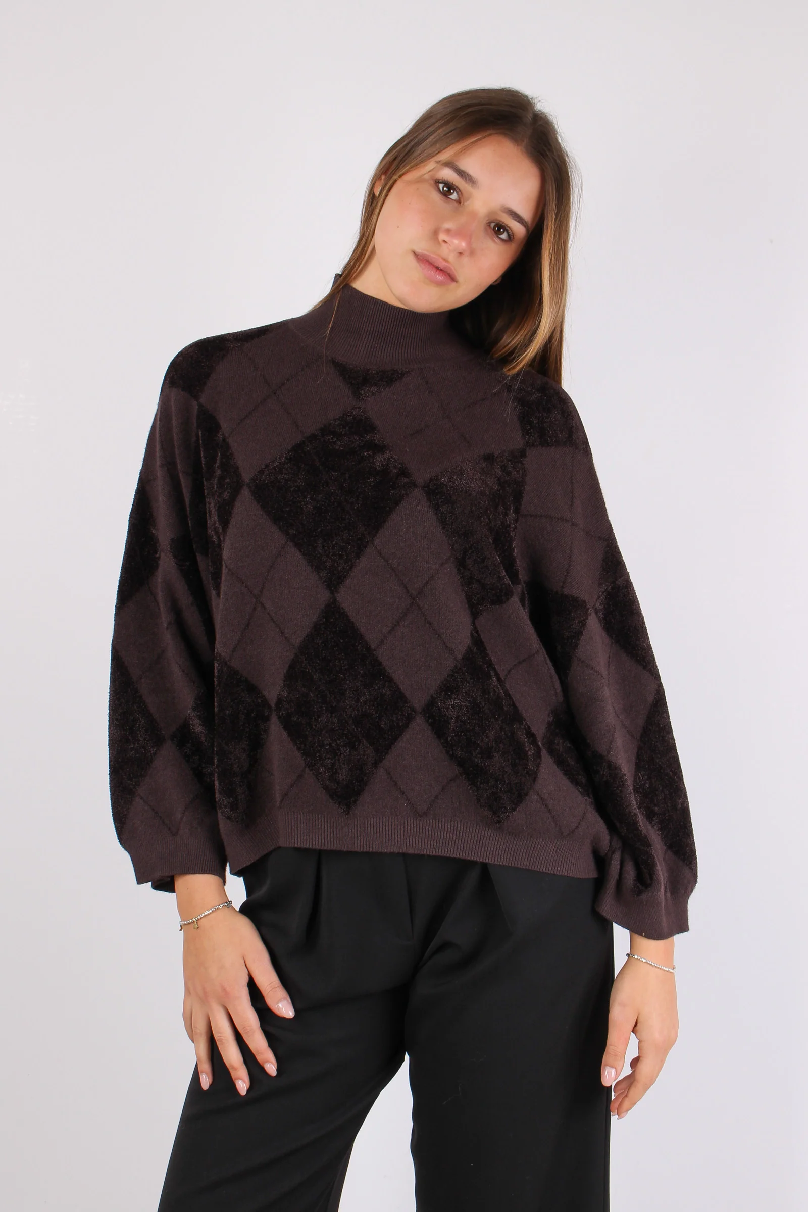 Collo Alto Rombi Ciniglia Inta Moro - immagine 7