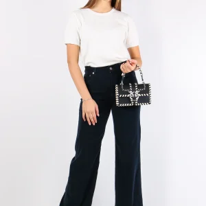 Amber Pantalone Palazzo Vellut Blu Scuro