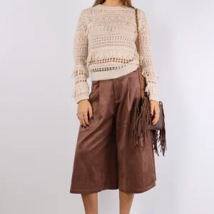 Maglia Frange Traforata Beige