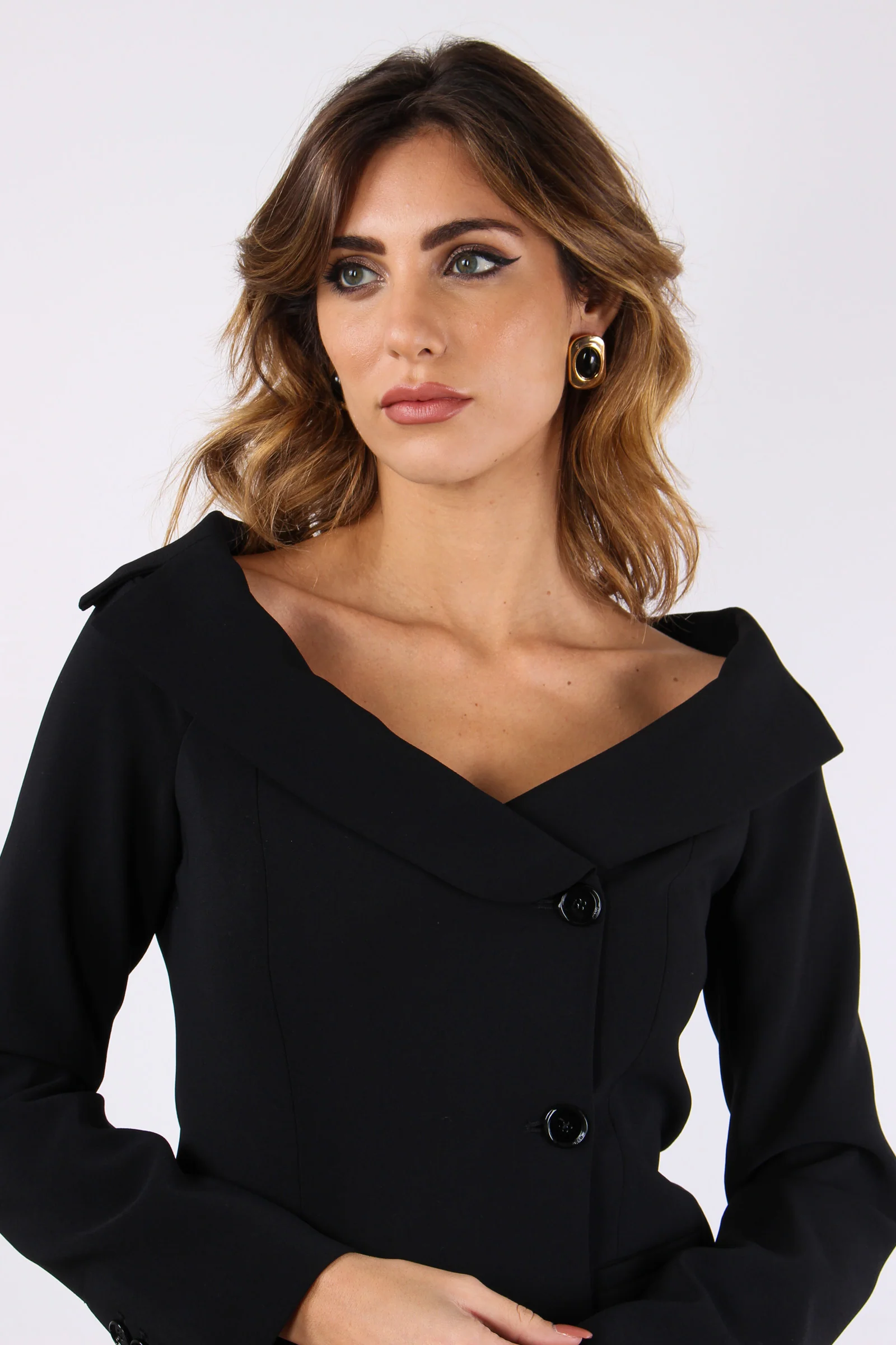 Antonina Giacca Omerale Botton Nero Limousine - immagine 9