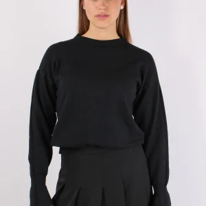 Maglia Viscosa Ripresa Polsi Nero