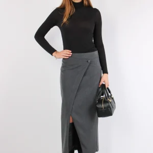 Gonna Assimetrica Flanella Grigio