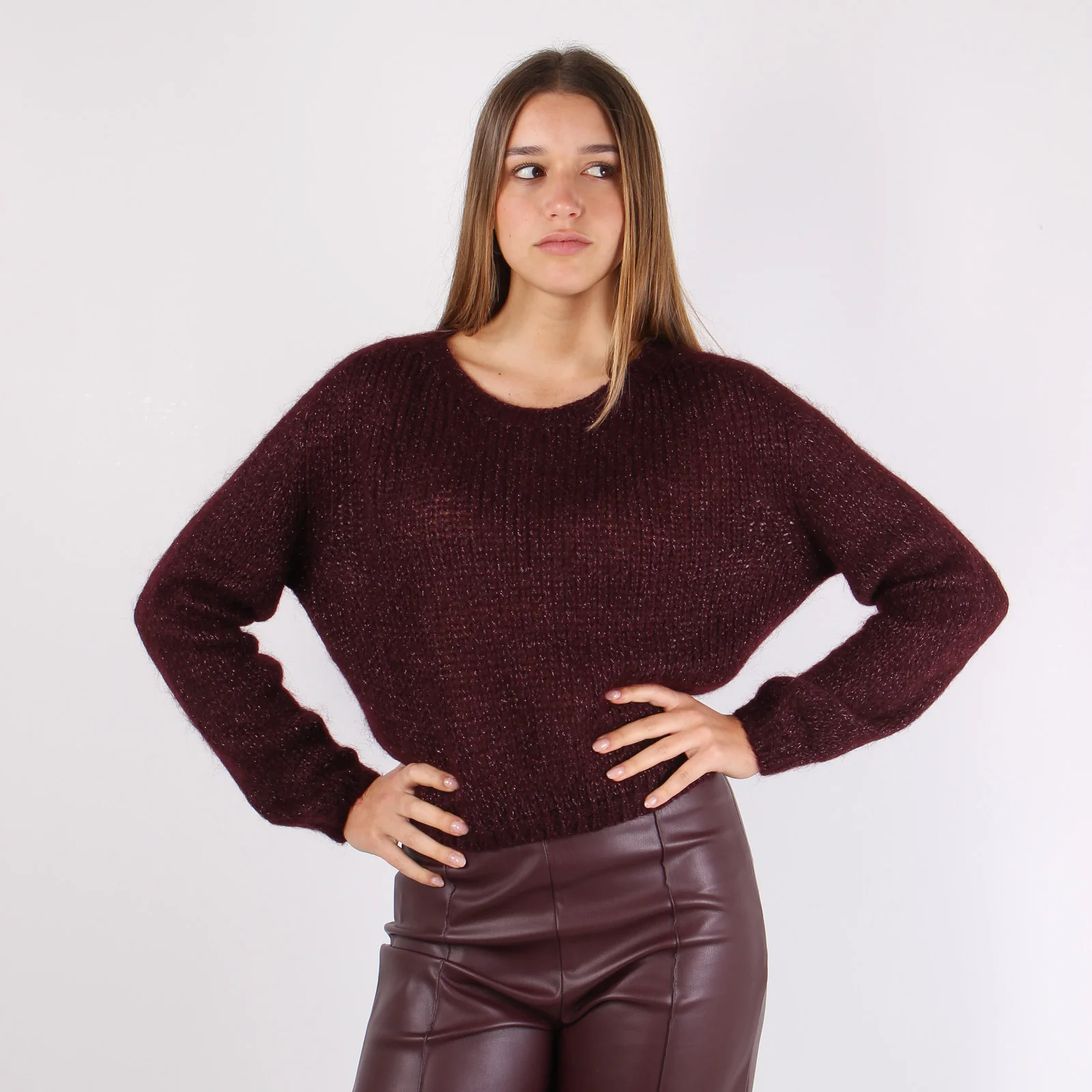 Maglia Scatoletta Filo Lurex Vino - immagine 9