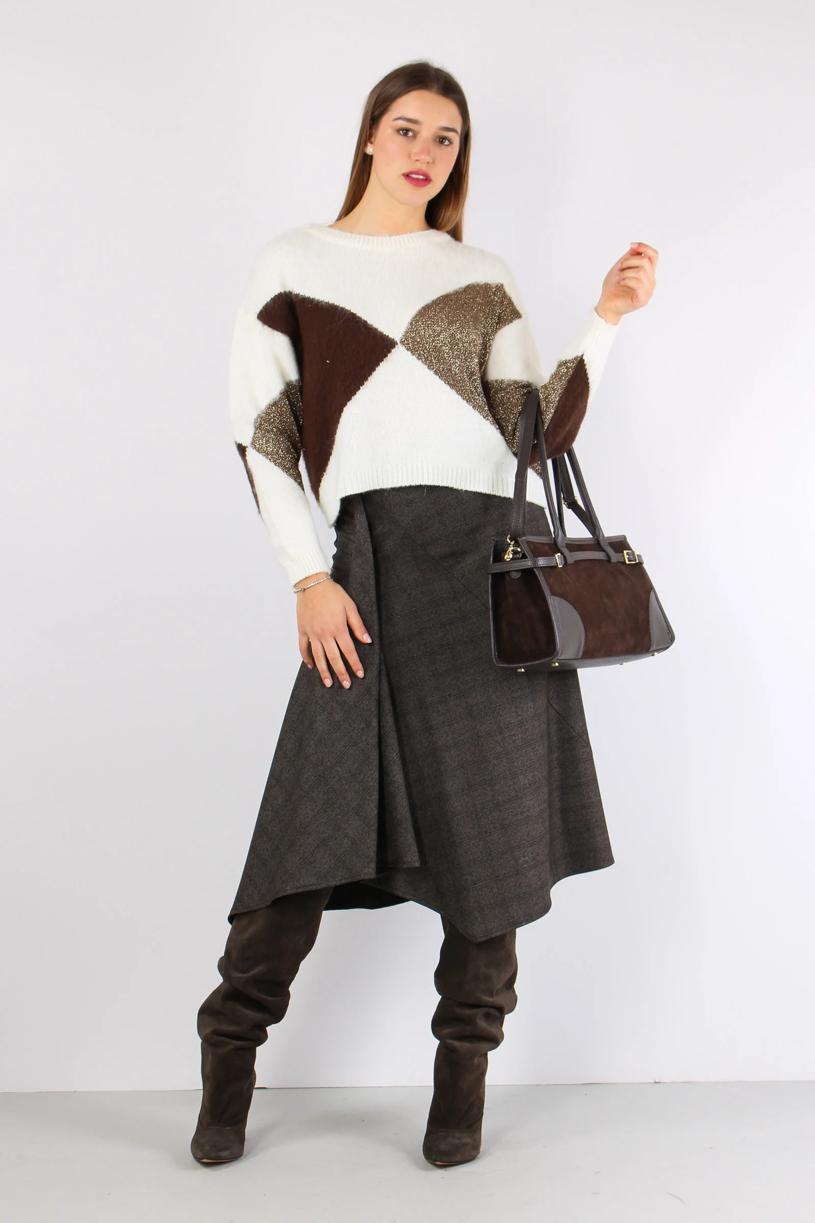 Maglia Rombi Luex Panna/moro - immagine 2